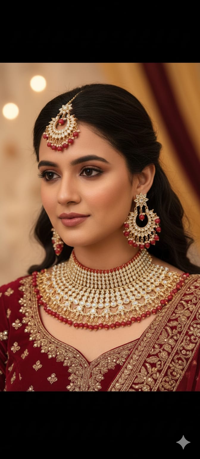 Rajnoor Meenakari Set – Classic Red & Gold Grandeur