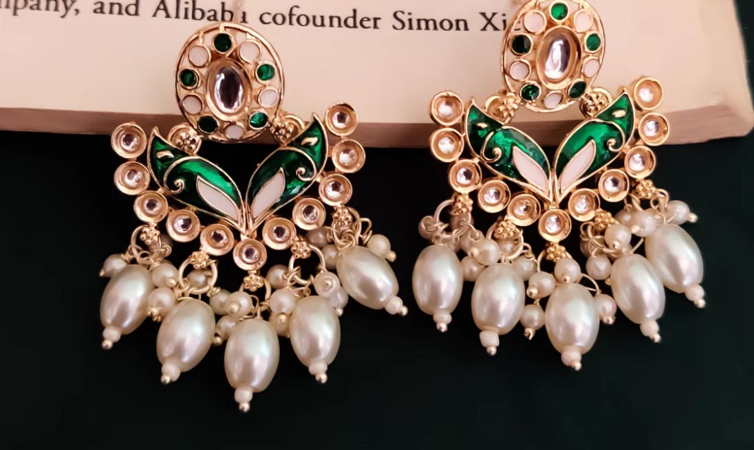 Rajnoor Meenakari Set – Timeless Royal Beauty in Green & Pearl