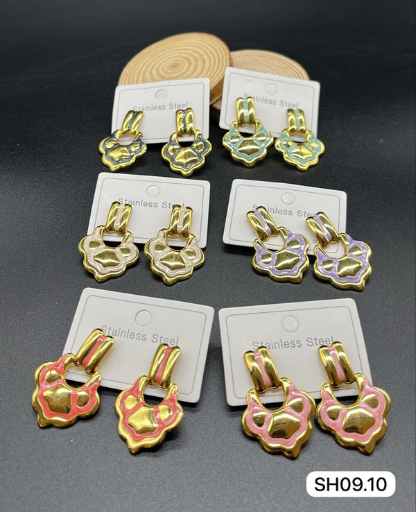 Enamel Floral Drop Earrings by Suntech Jewels